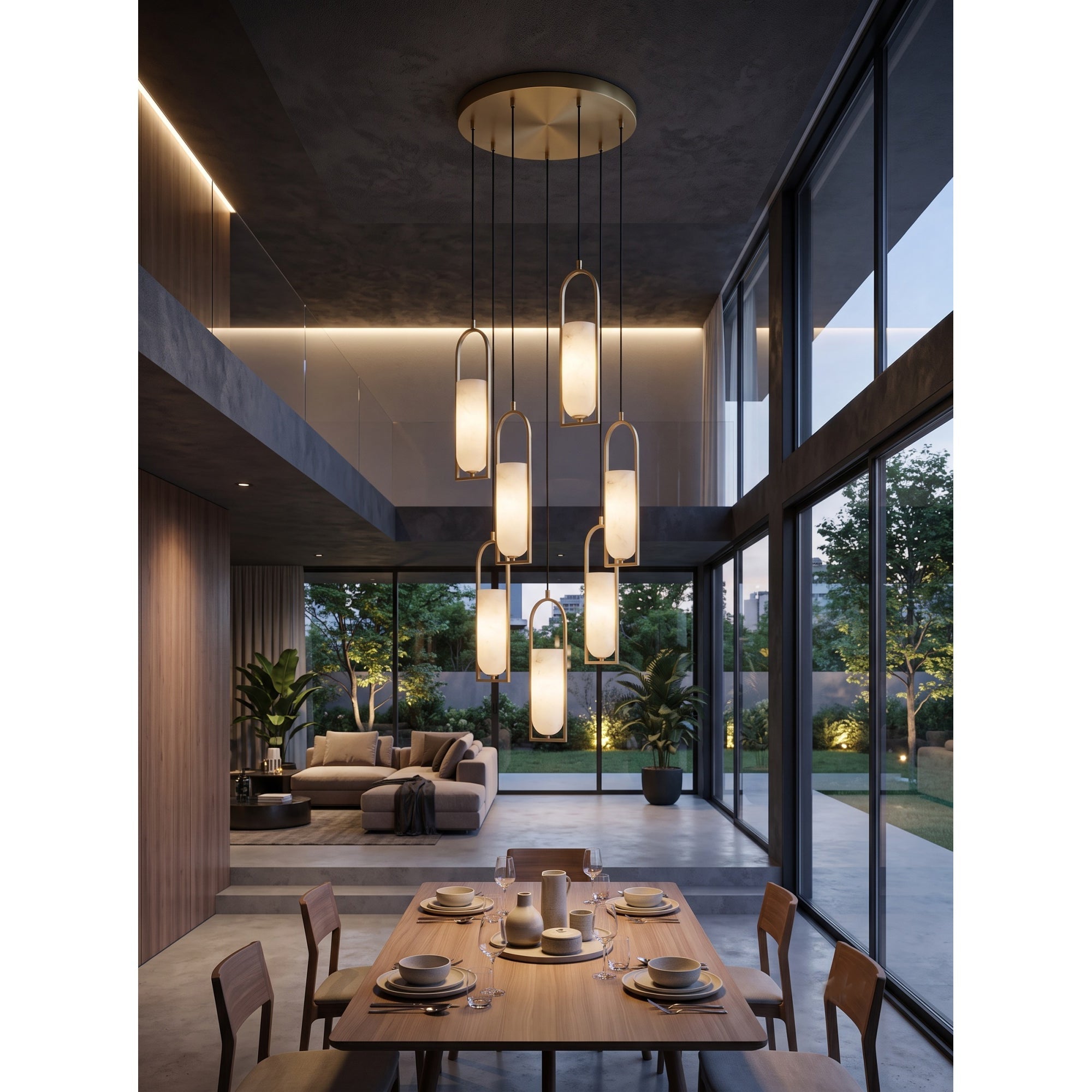 Melange Alabaster Cluster Chandelier