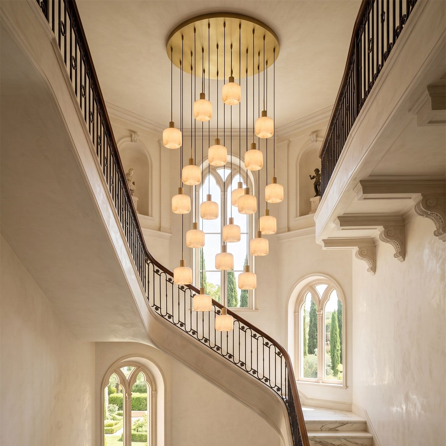 Natural Square Alabaster Chandelier