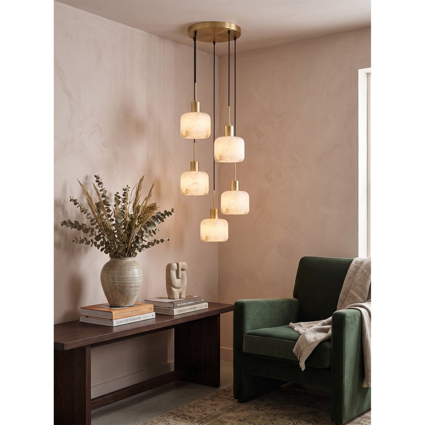Natural Square Alabaster Chandelier