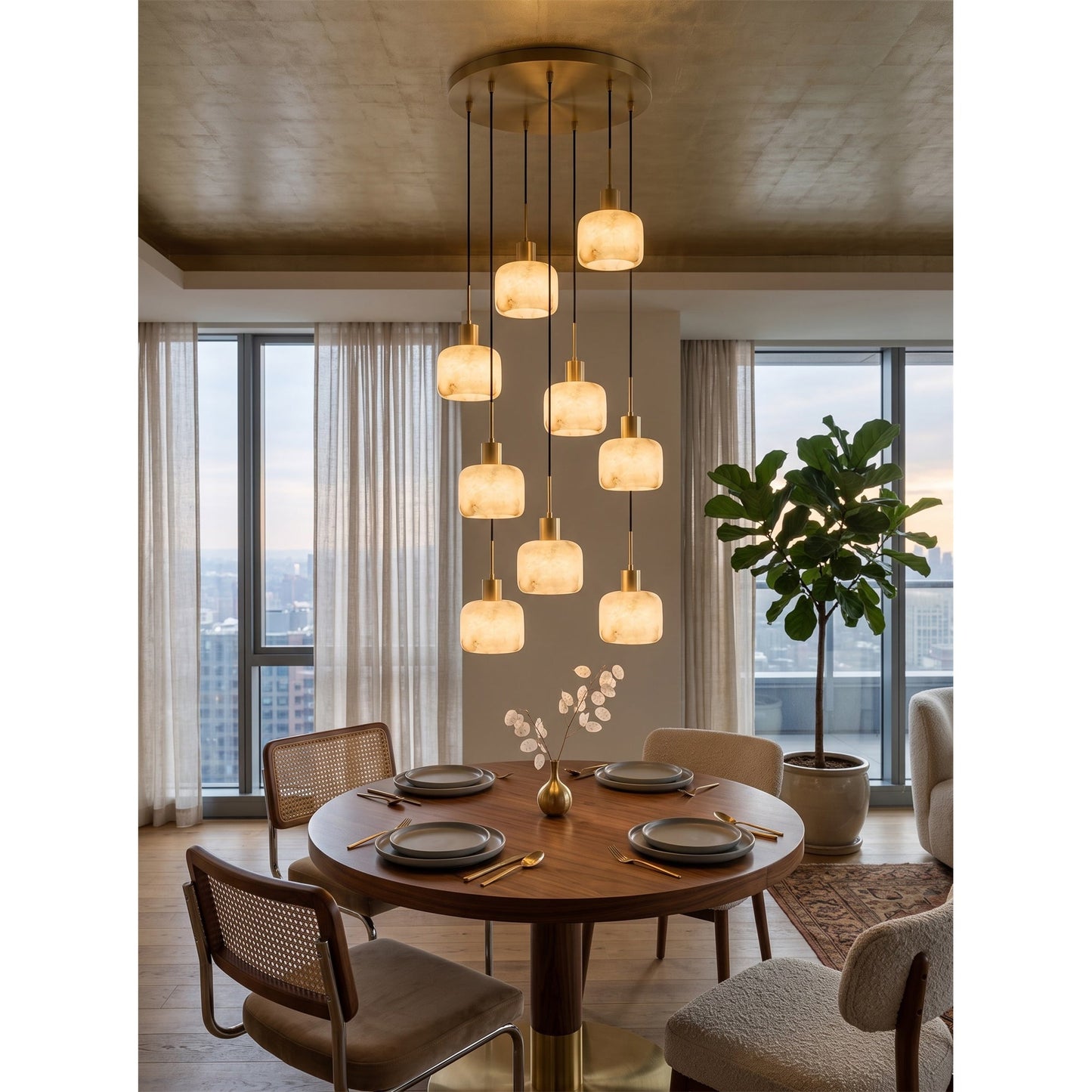 Natural Square Alabaster Chandelier
