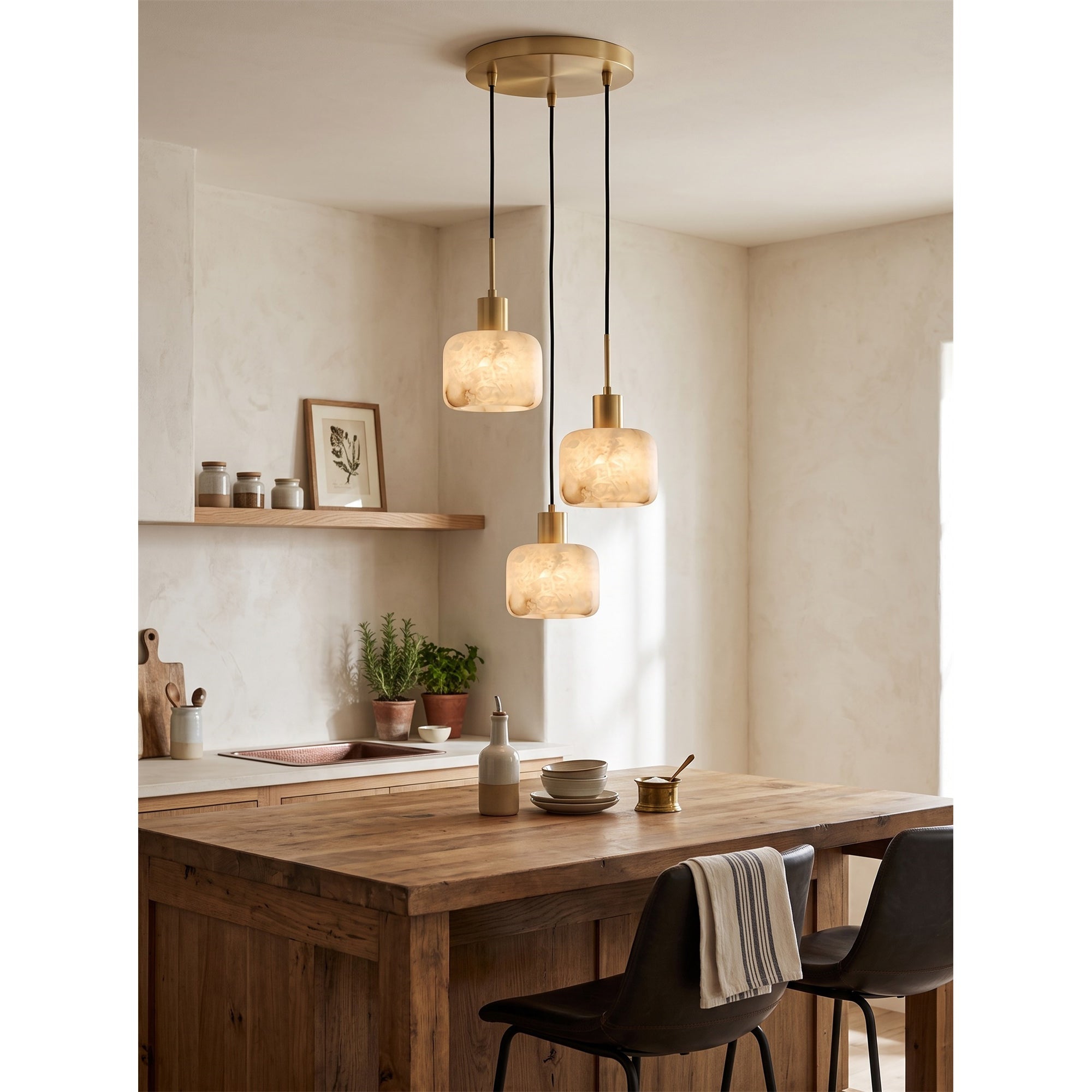 Natural Square Alabaster Chandelier