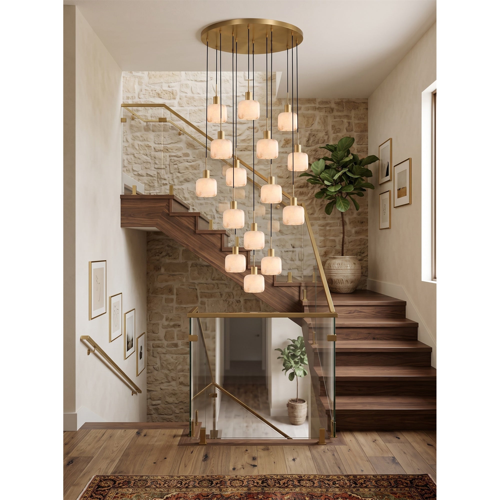 Natural Square Alabaster Chandelier