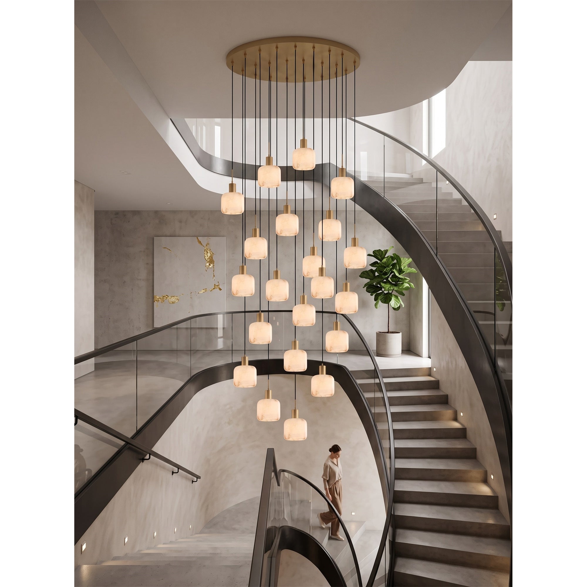 Natural Square Alabaster Chandelier