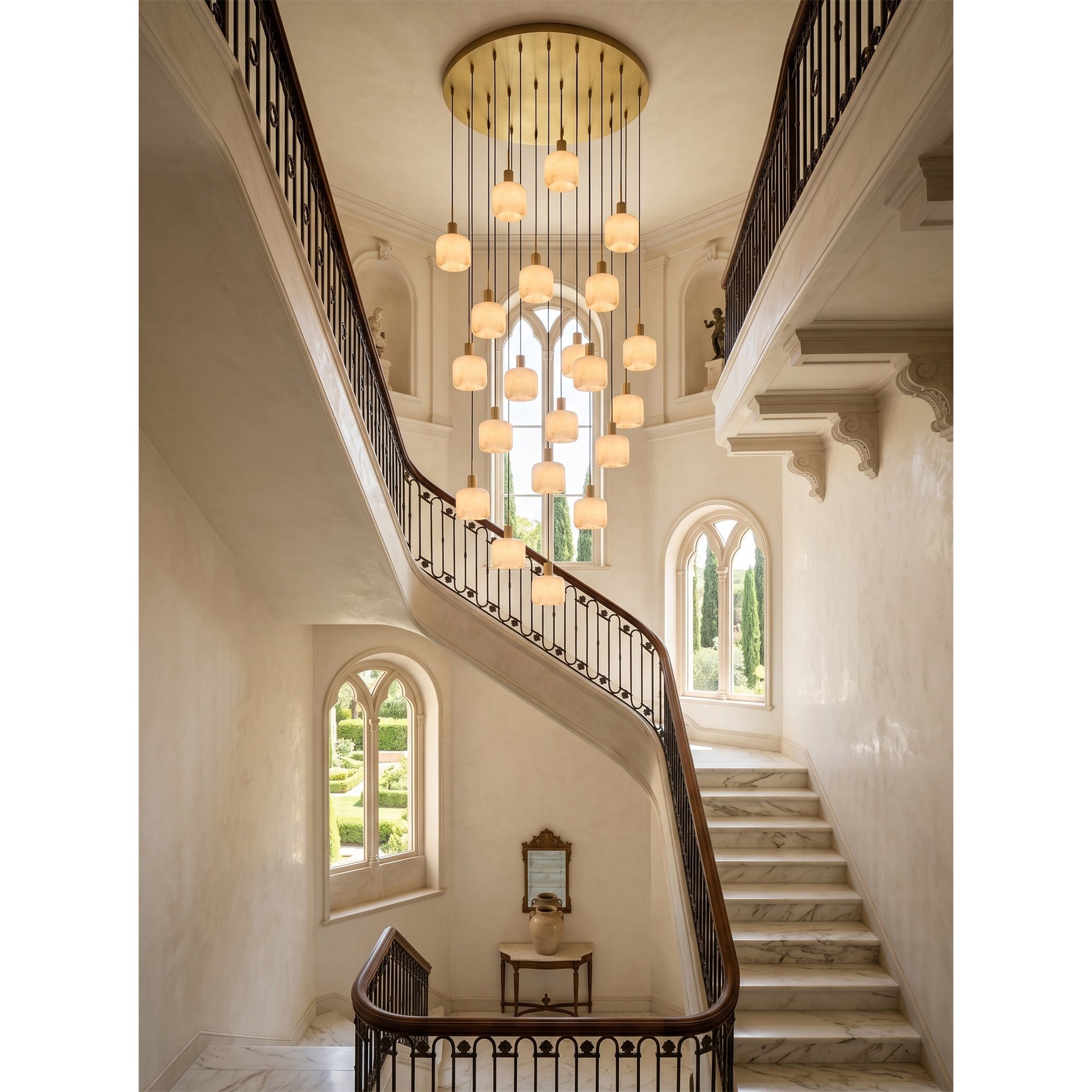 Natural Square Alabaster Chandelier