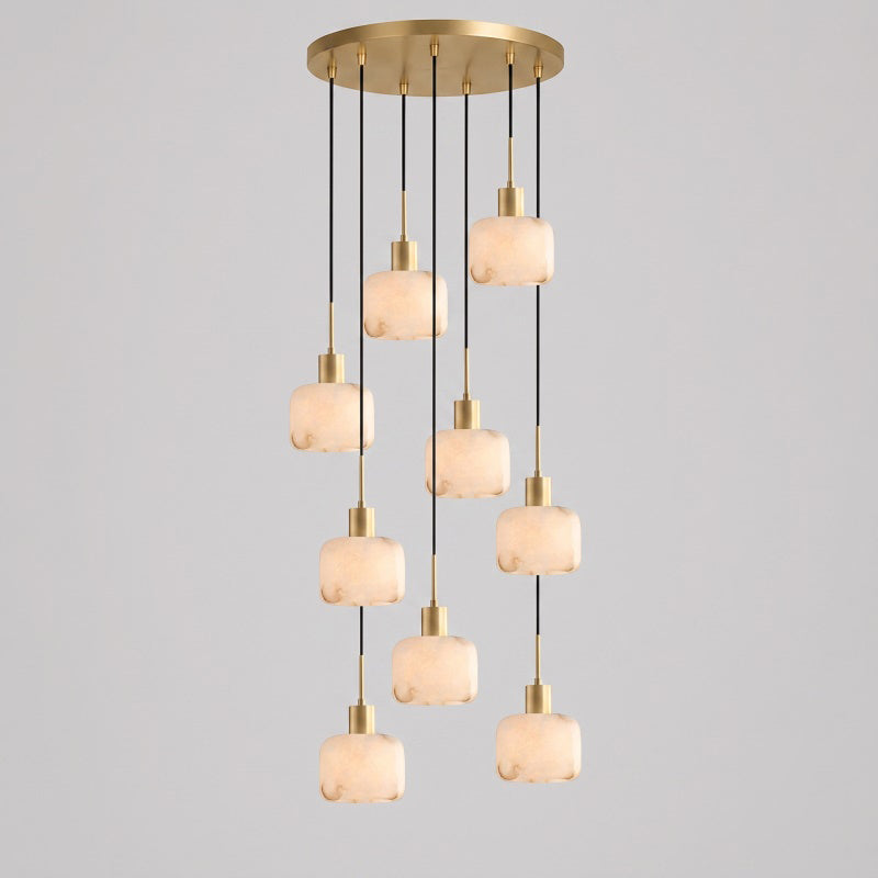 Natural Square Alabaster Chandelier