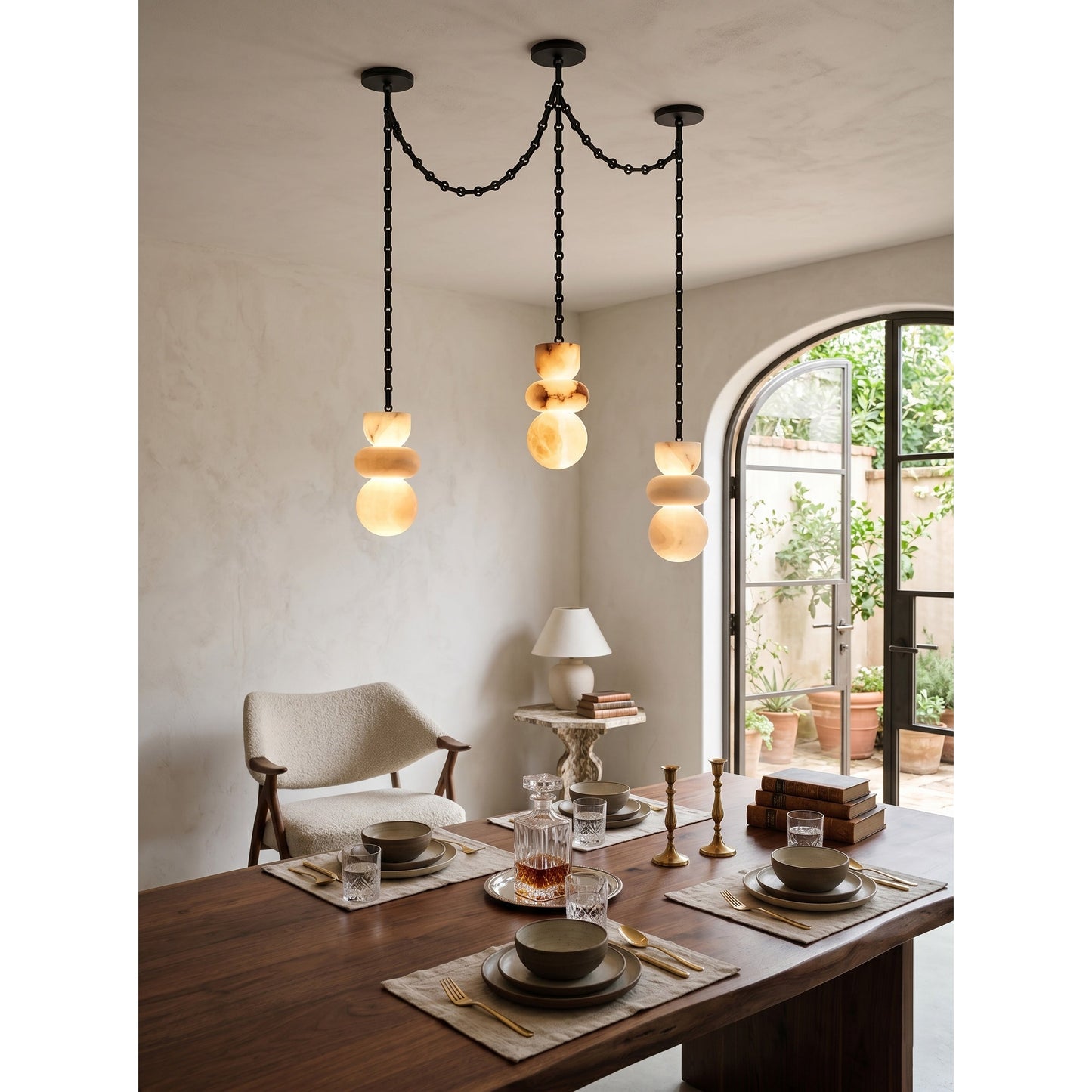 Orba Chain Alabaster Chandelier