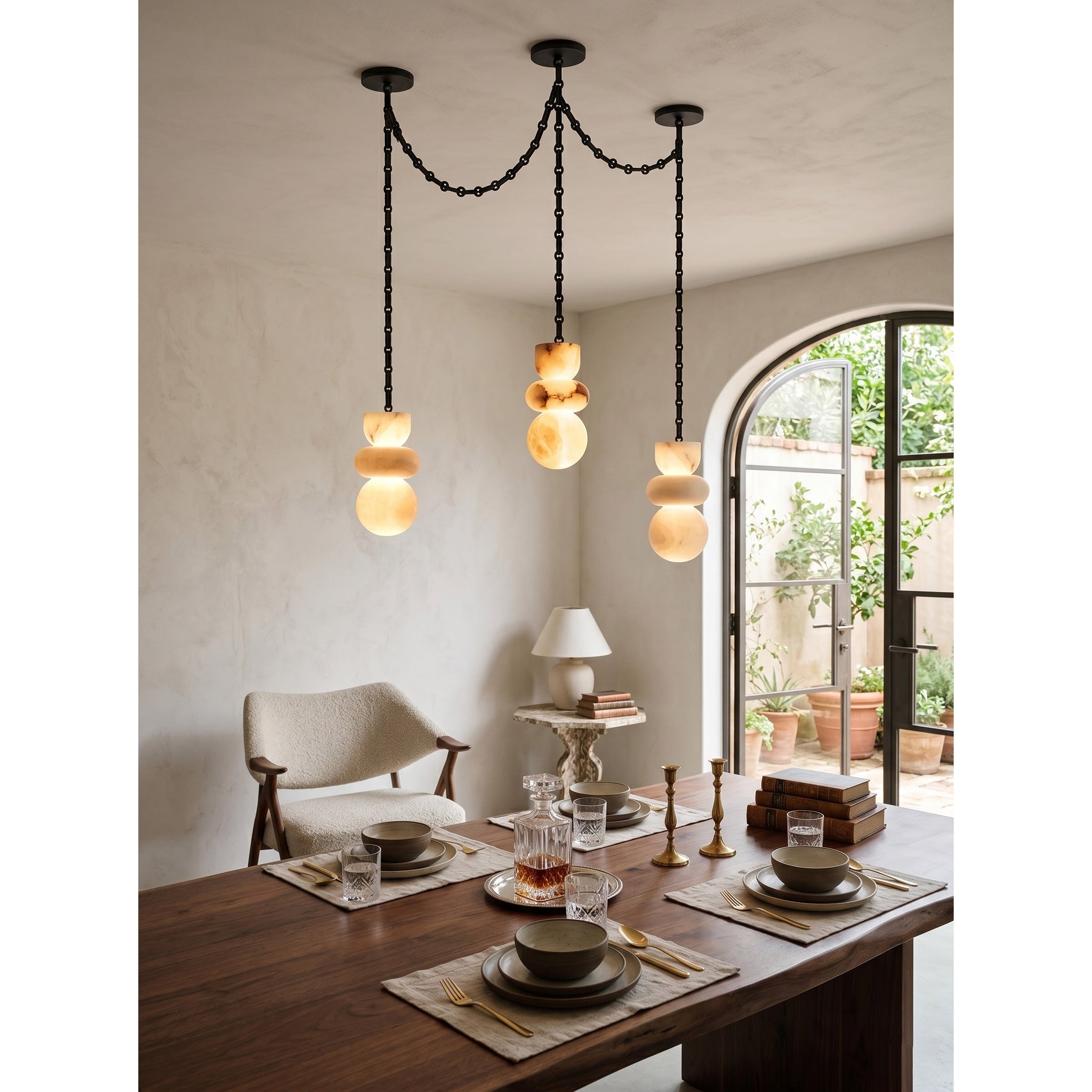 Orba Chain Alabaster Chandelier
