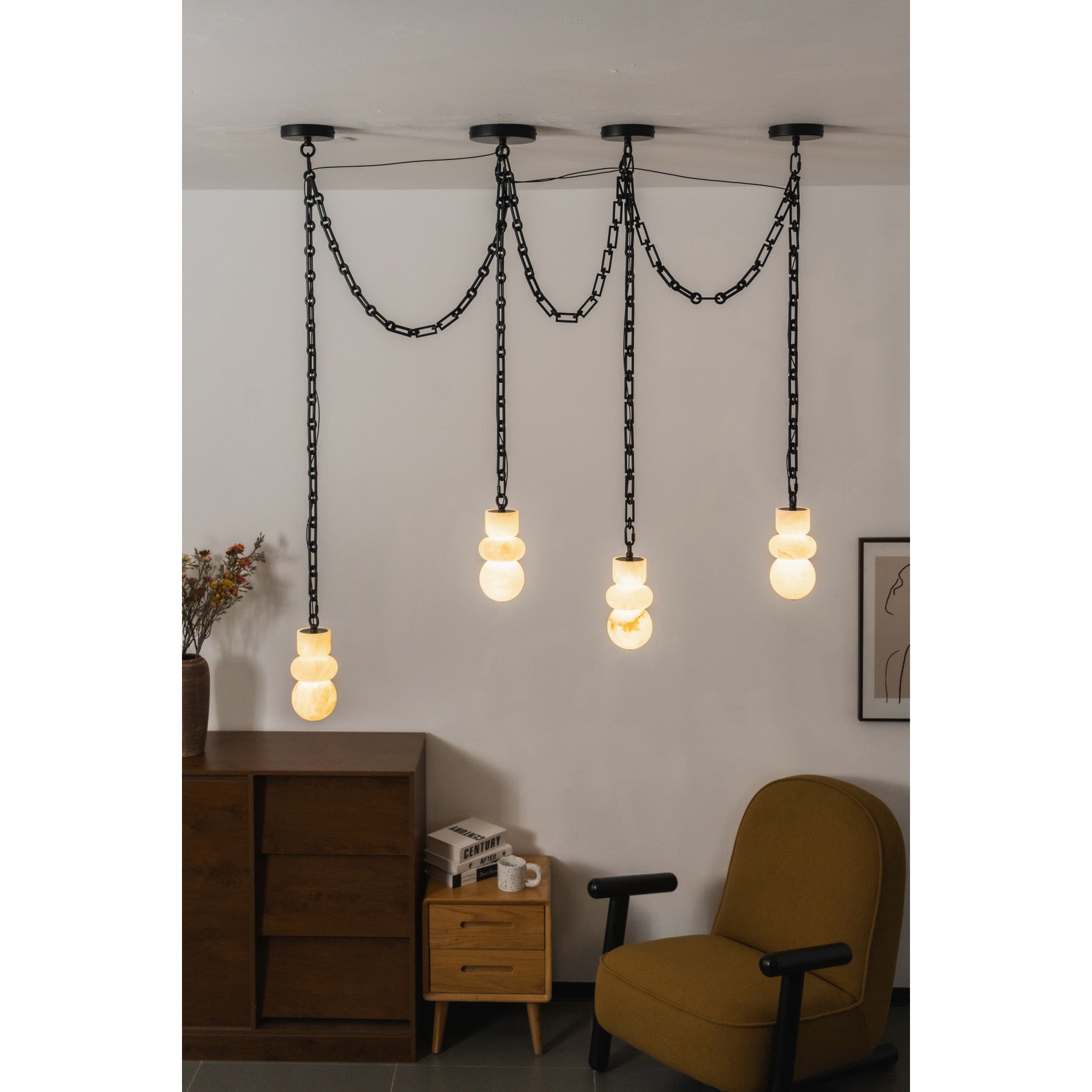 Orba Chain Alabaster Chandelier
