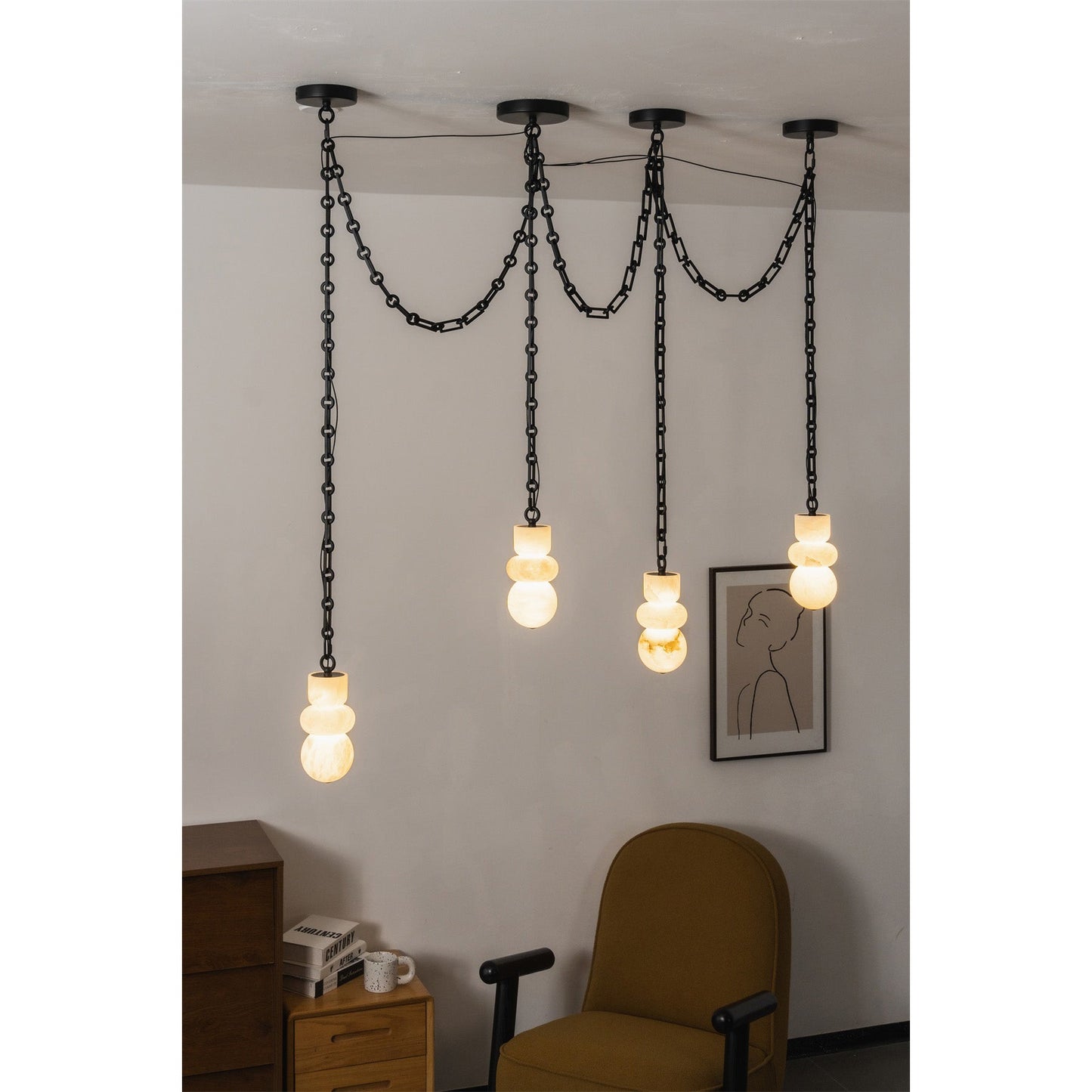 Orba Chain Alabaster Chandelier
