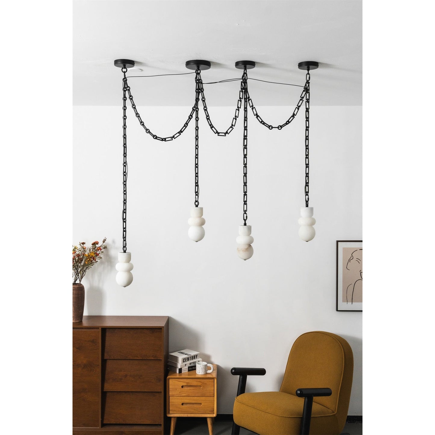 Orba Chain Alabaster Chandelier