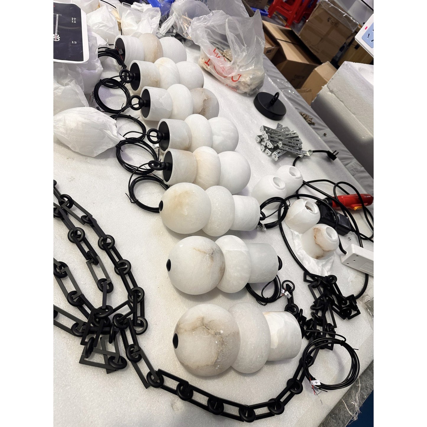 Orba Chain Alabaster Chandelier
