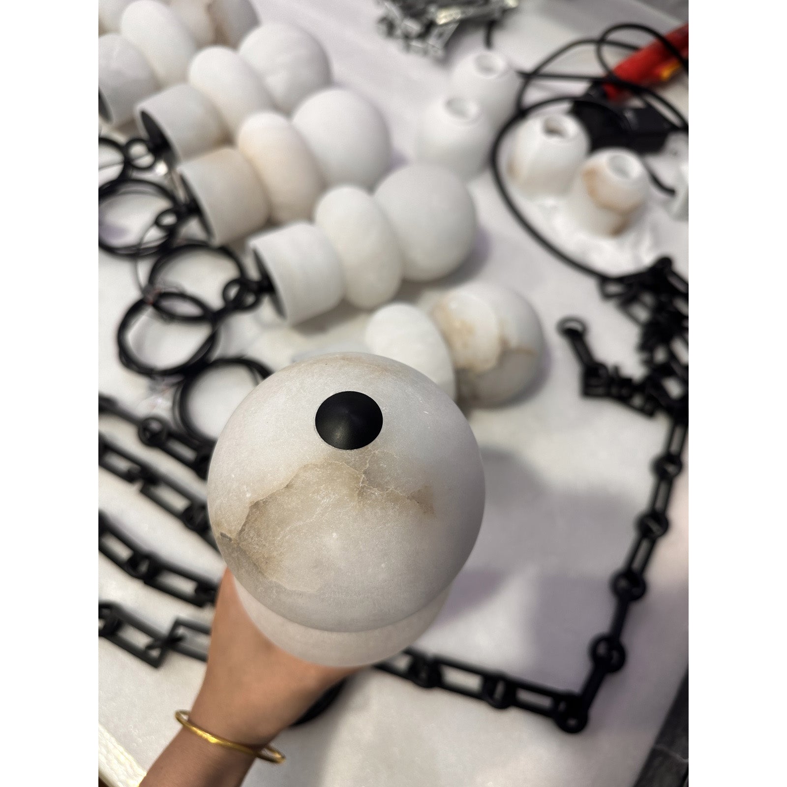 Orba Chain Alabaster Chandelier