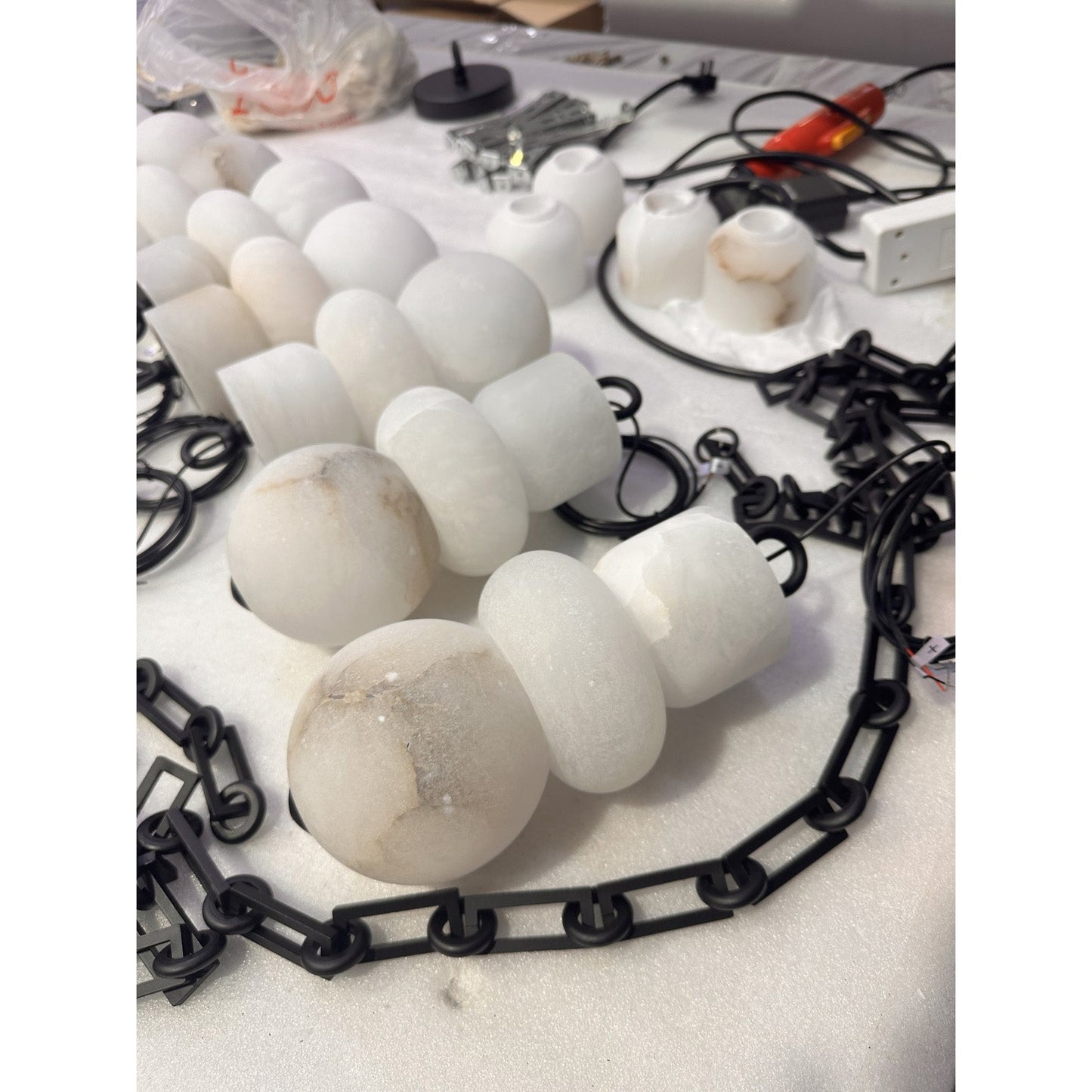 Orba Chain Alabaster Chandelier