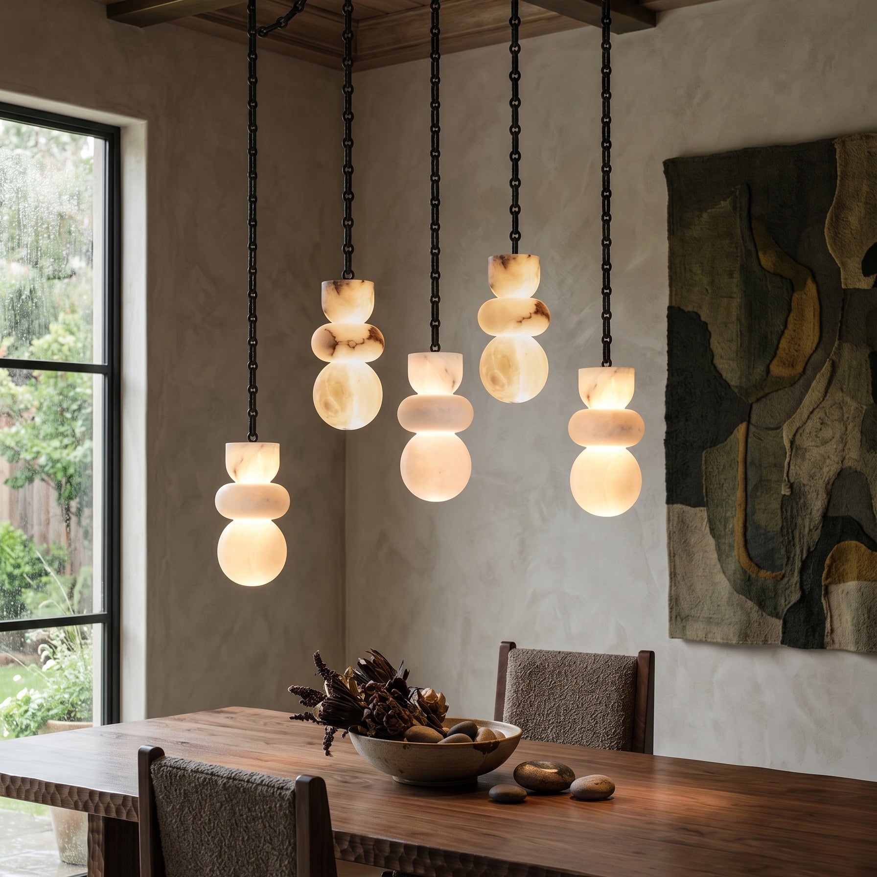 Orba Chain Alabaster Chandelier