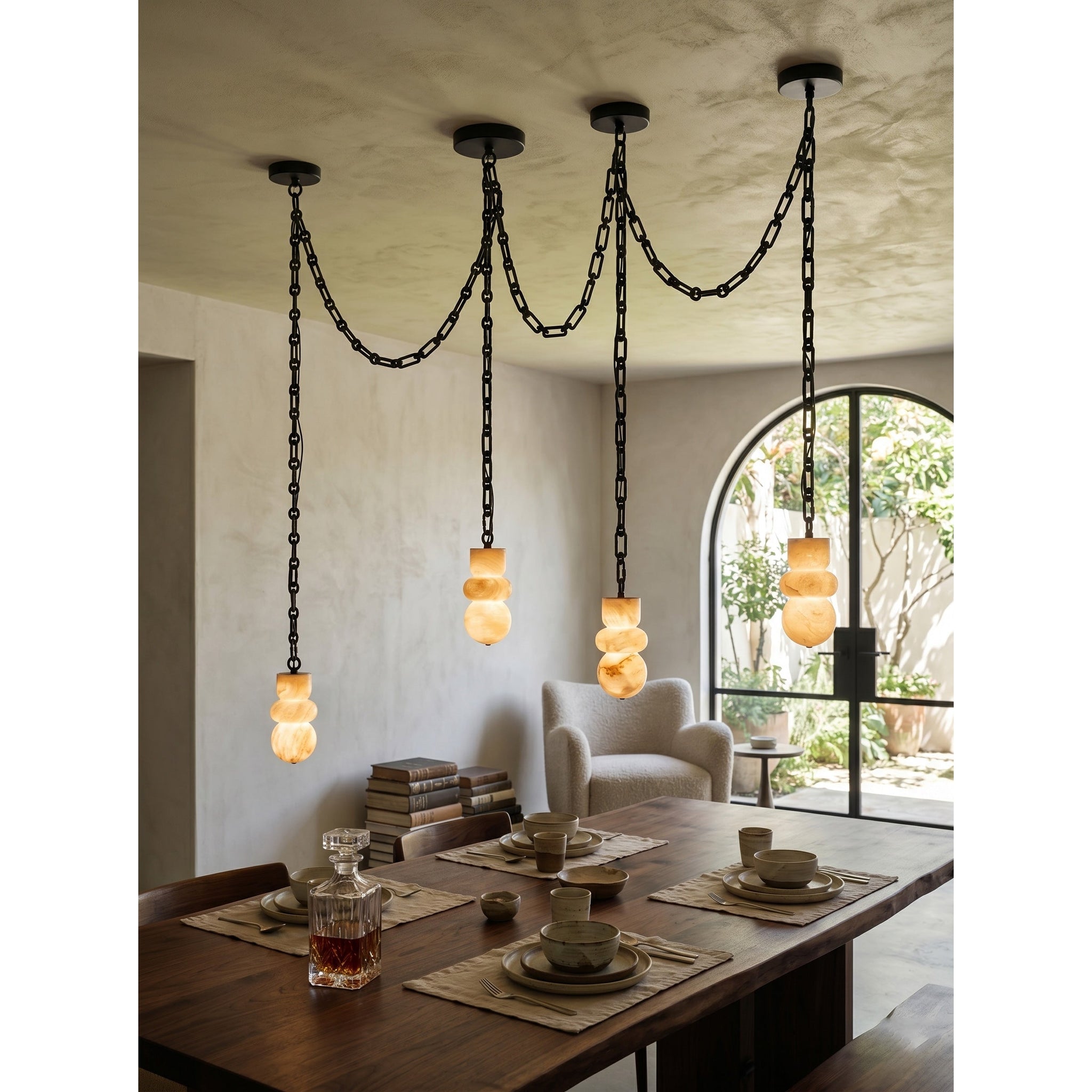 Orba Chain Alabaster Chandelier