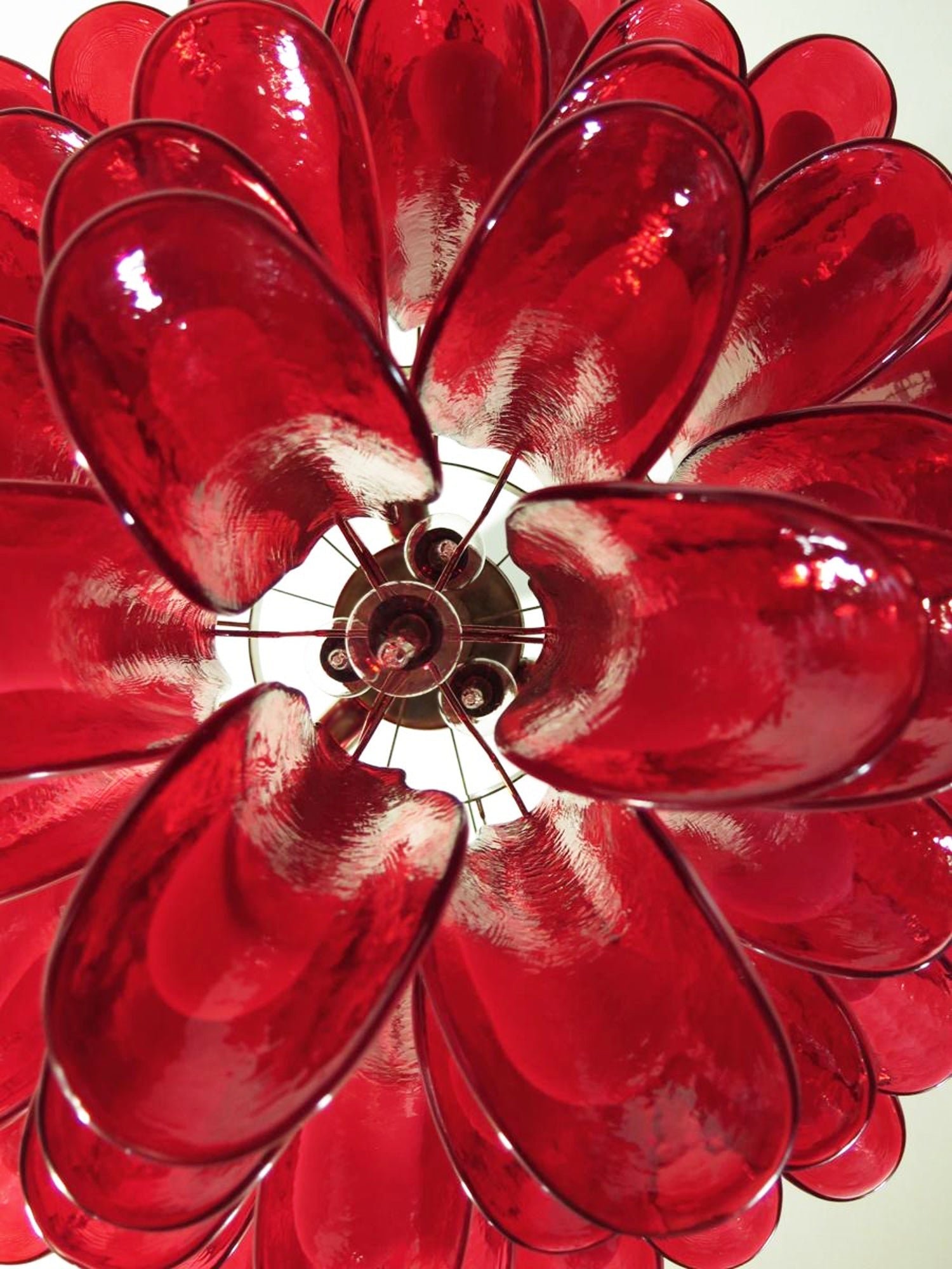 Red Glass Petals Chandelier 26.6″