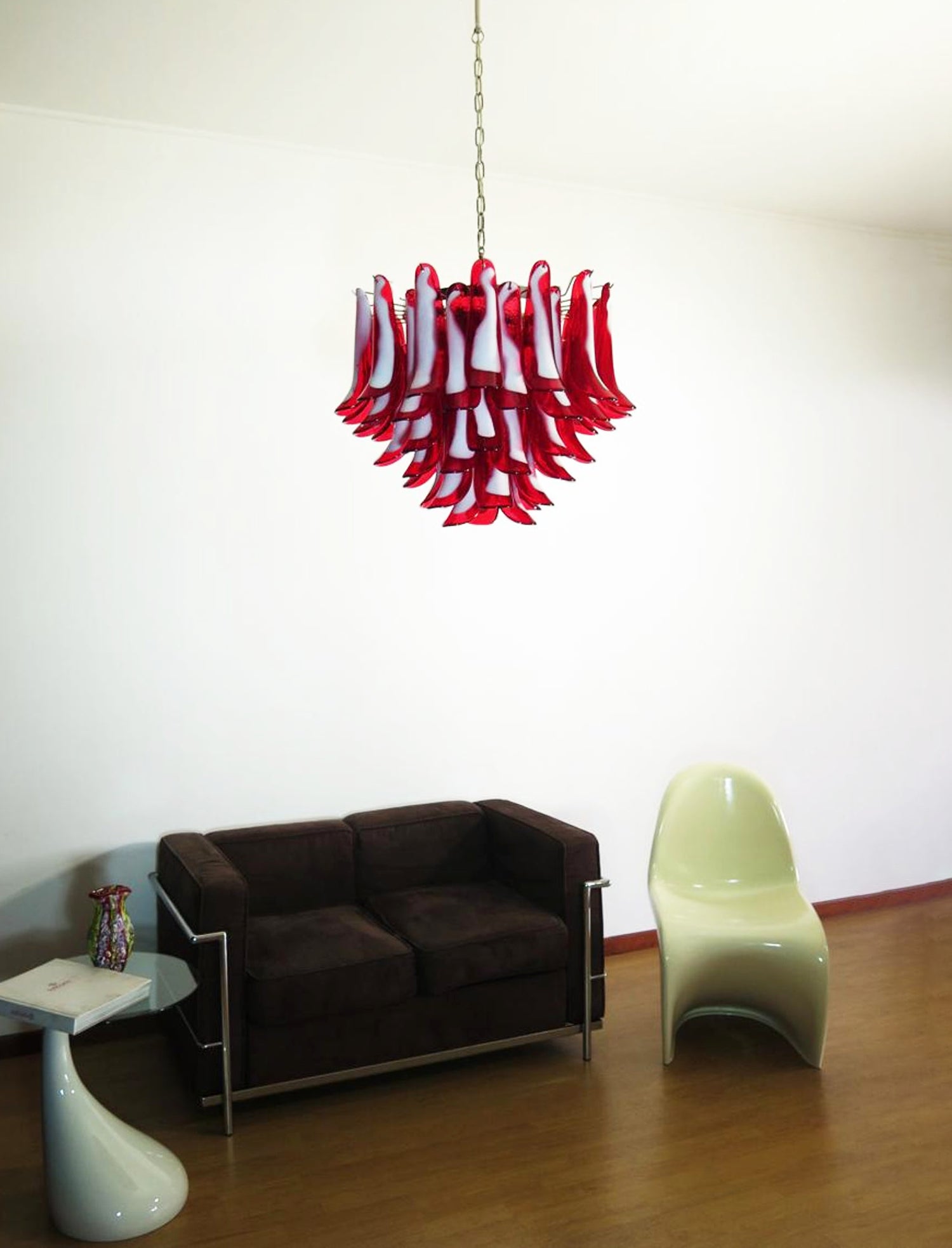 Red Glass Petals Chandelier 26.6″