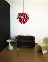 Red Glass Petals Chandelier 26.6″