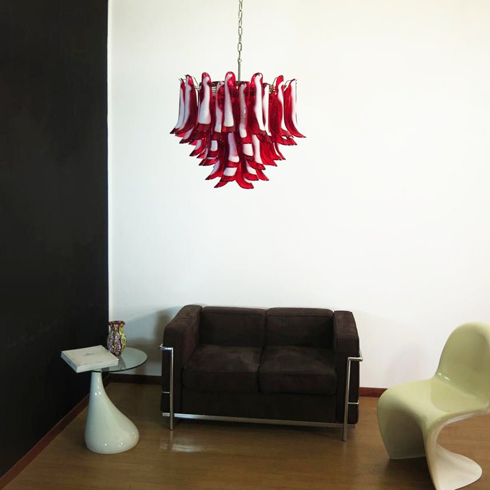 Red Glass Petals Chandelier 26.6″