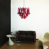 Red Glass Petals Chandelier 26.6″