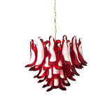 Red Glass Petals Chandelier 26.6″