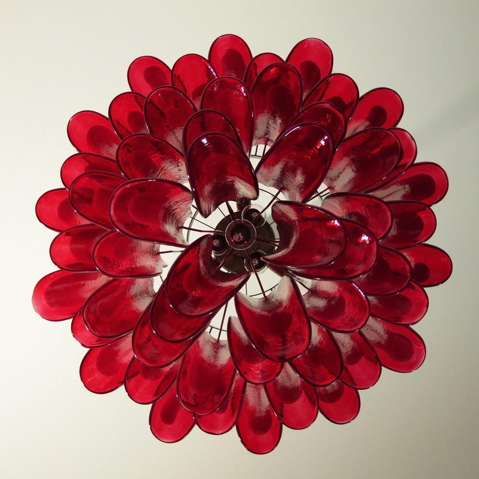 Red Glass Petals Chandelier 26.6″