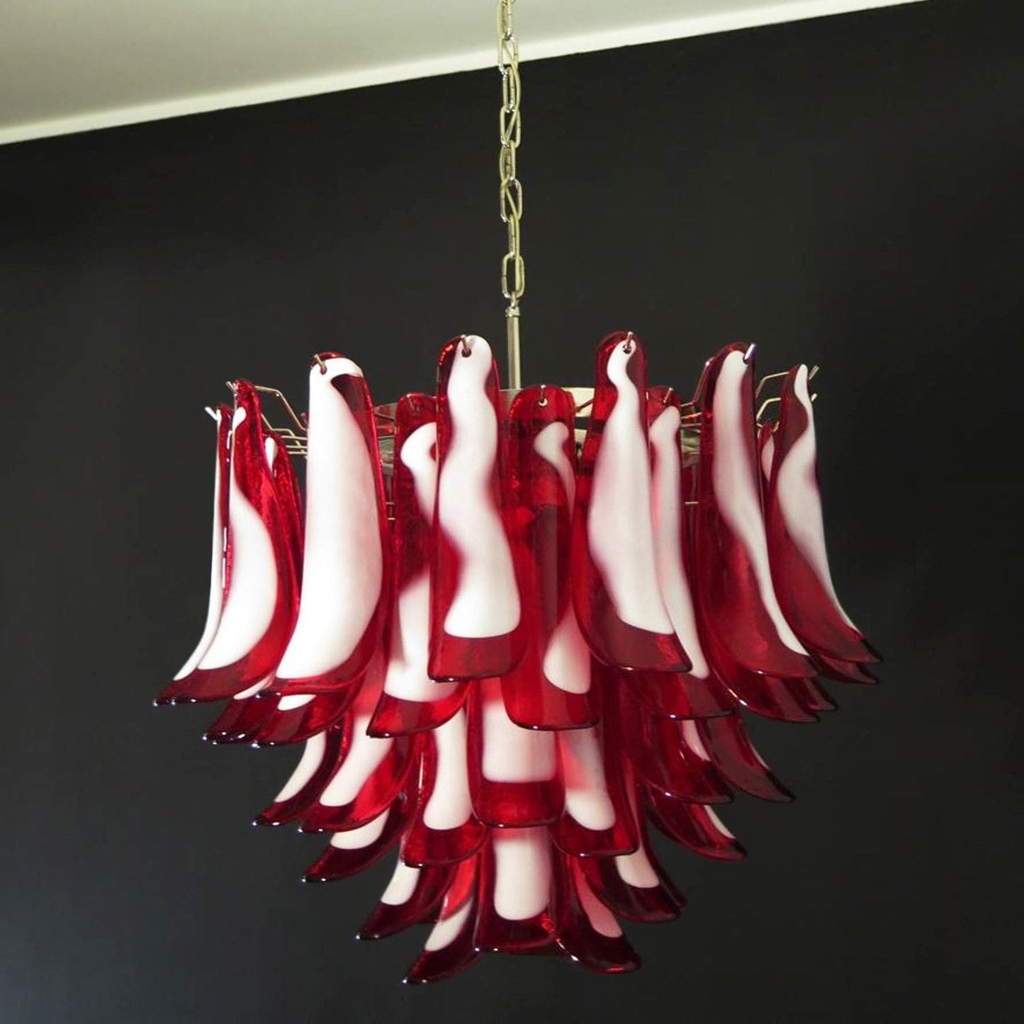 Red Glass Petals Chandelier 26.6″