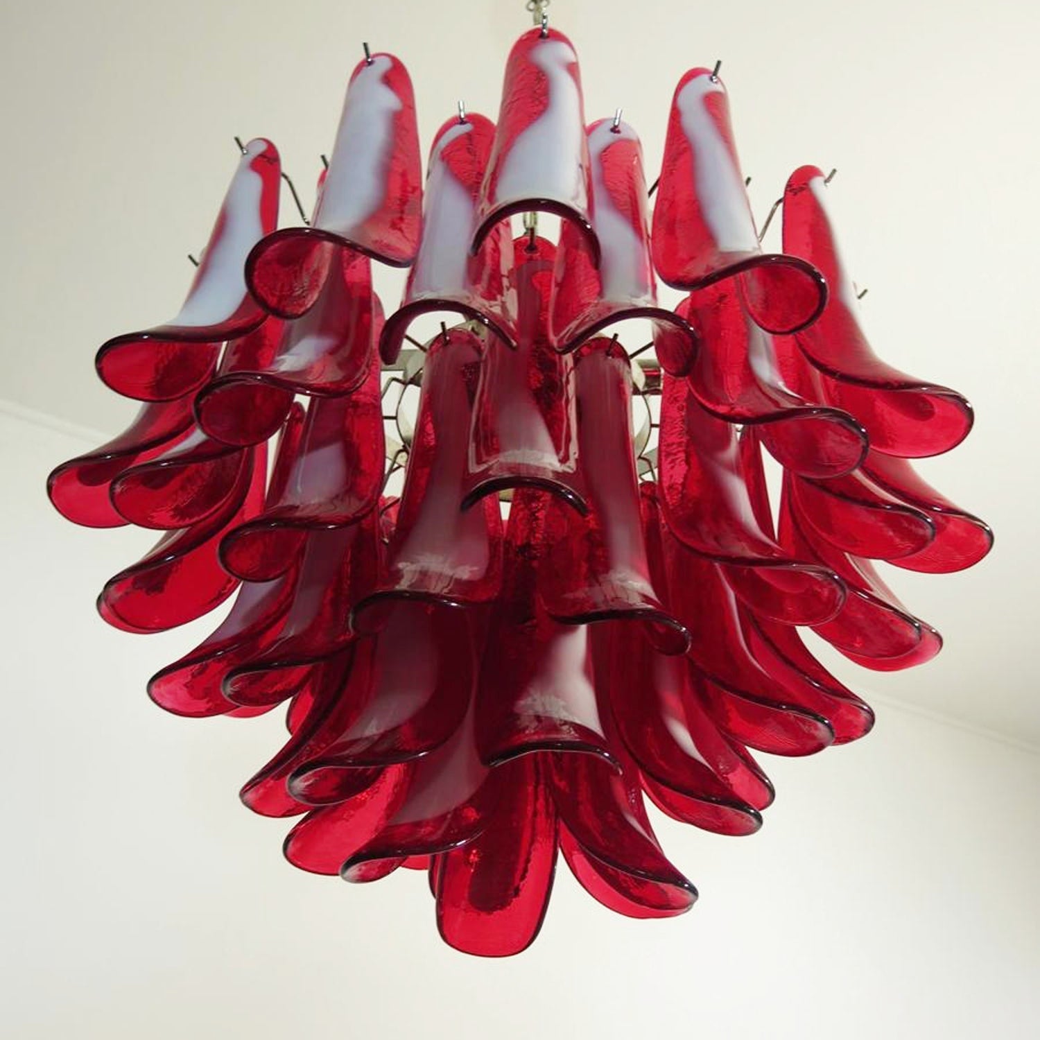 Red Glass Petals Chandelier 26.6″