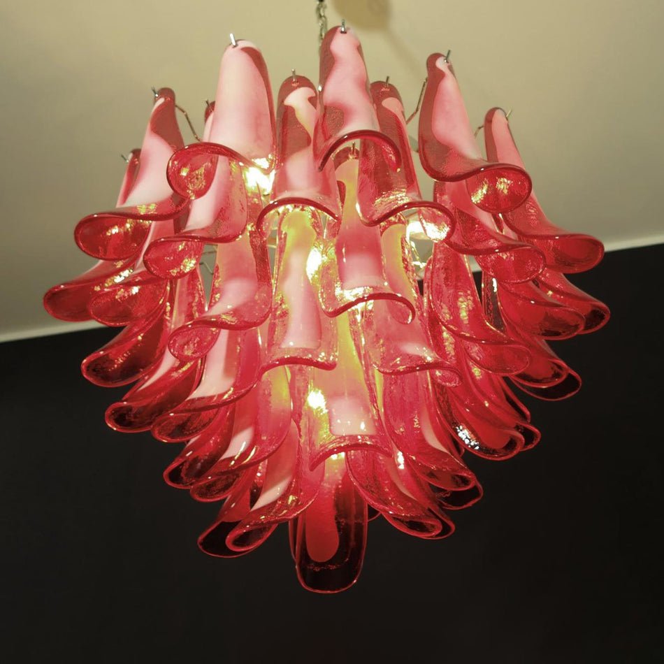Red Glass Petals Chandelier 26.6″