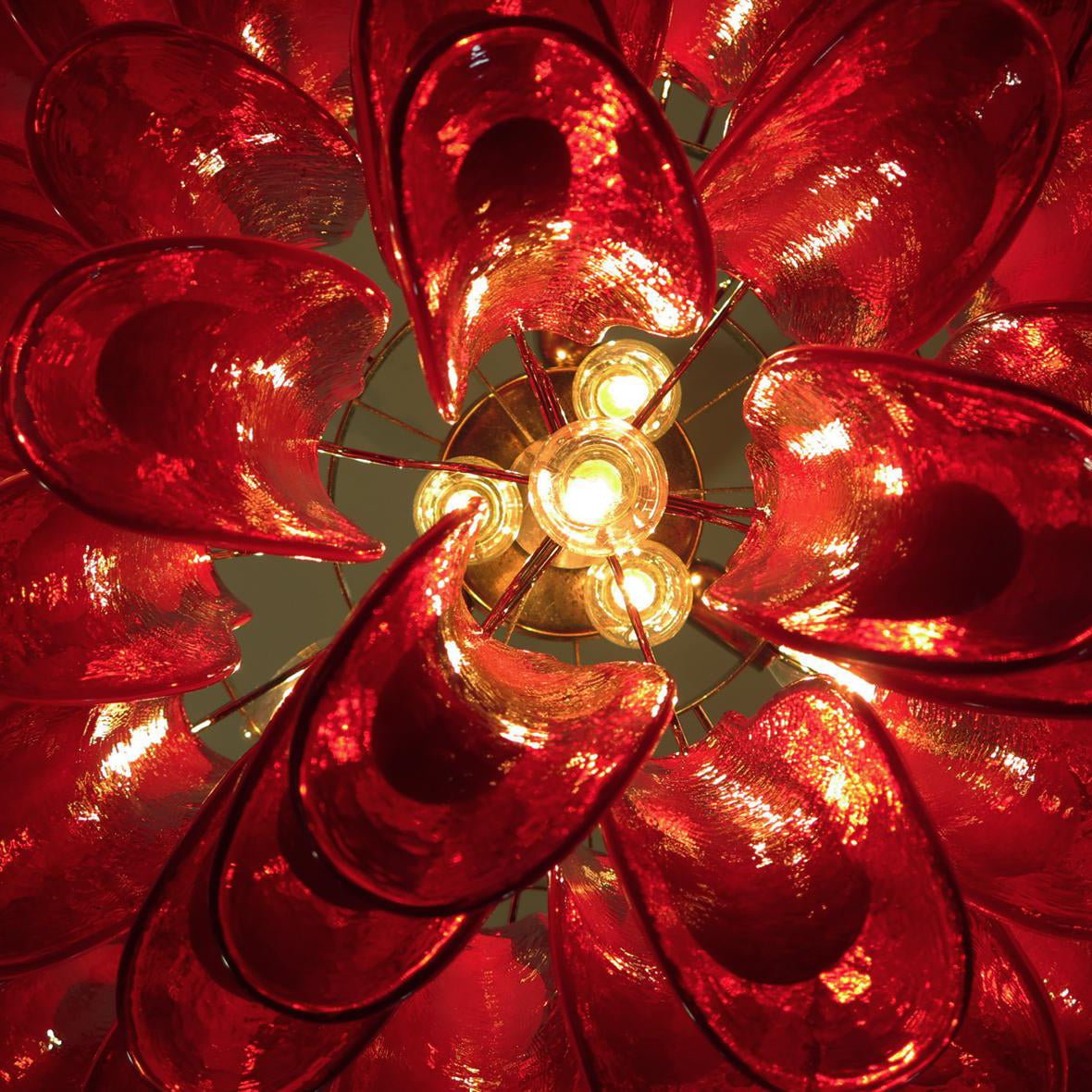Red Glass Petals Chandelier 26.6″