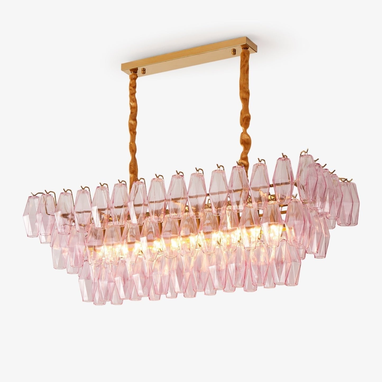 Marcello Pink Rectangular 3-Tier Chandelier 39" 48"