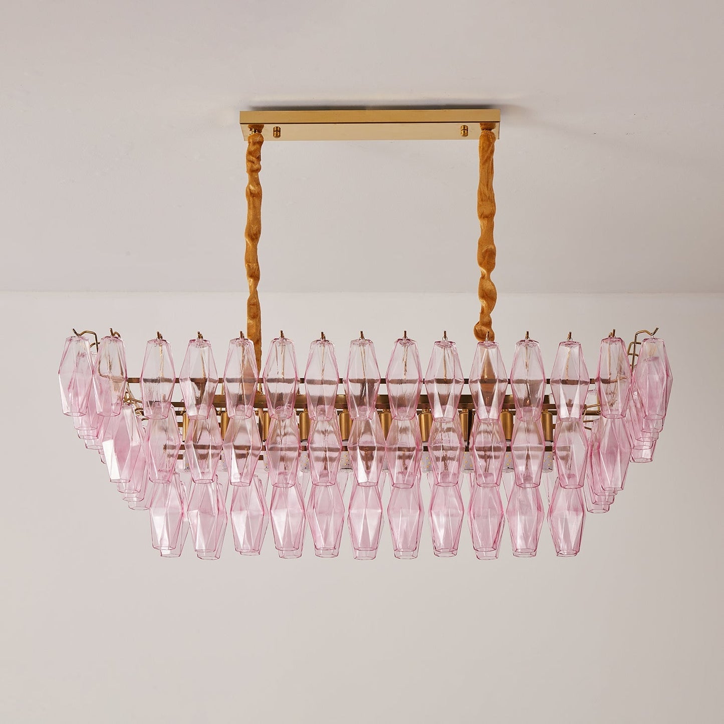 Marcello Pink Rectangular 3-Tier Chandelier 39" 48"