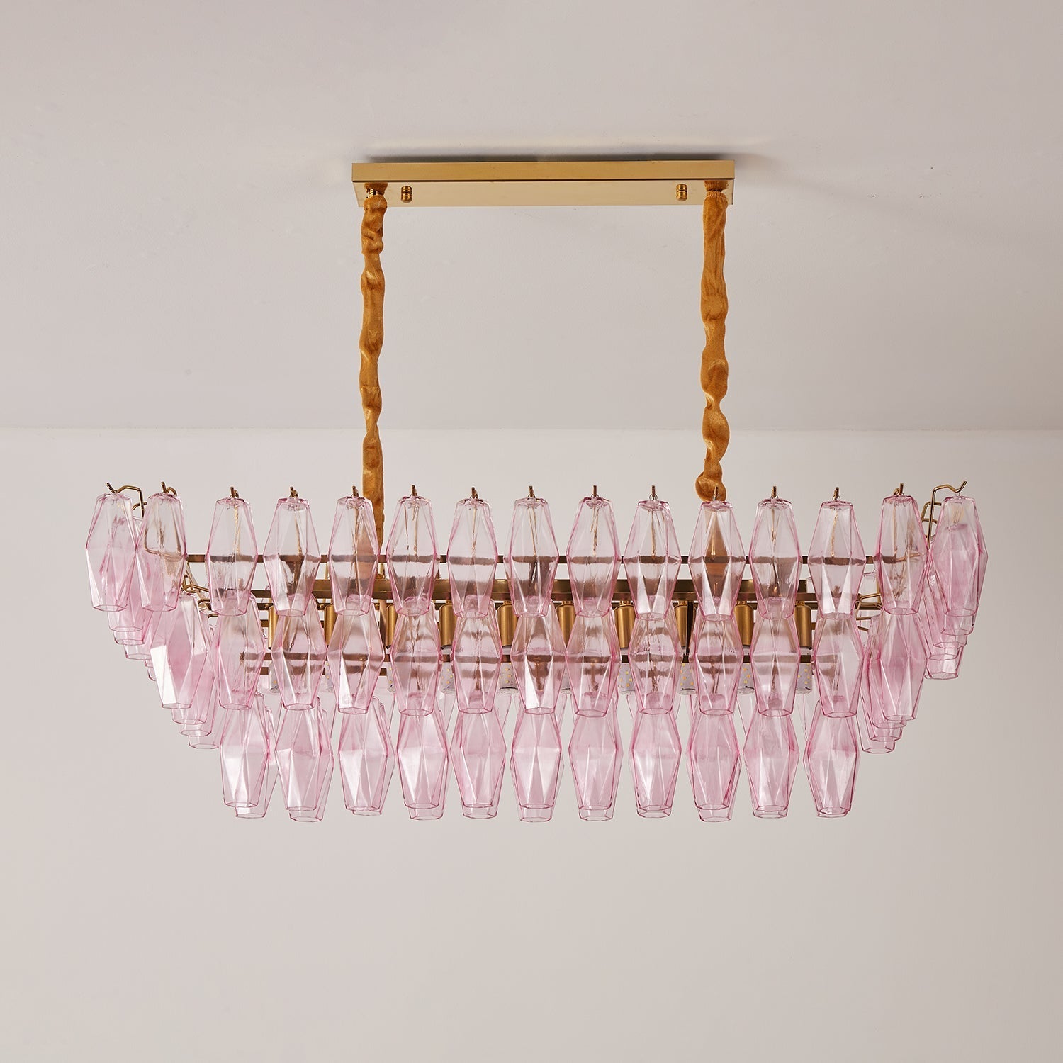Marcello Pink Rectangular 3-Tier Chandelier 39" 48"