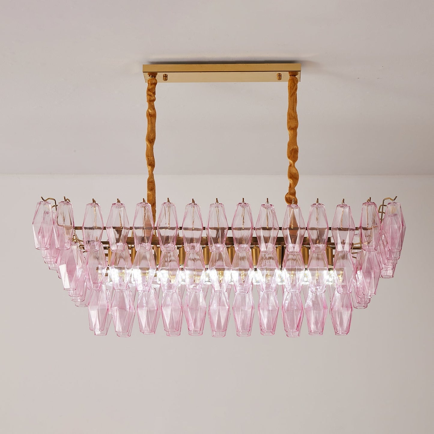 Marcello Pink Rectangular 3-Tier Chandelier 39" 48"