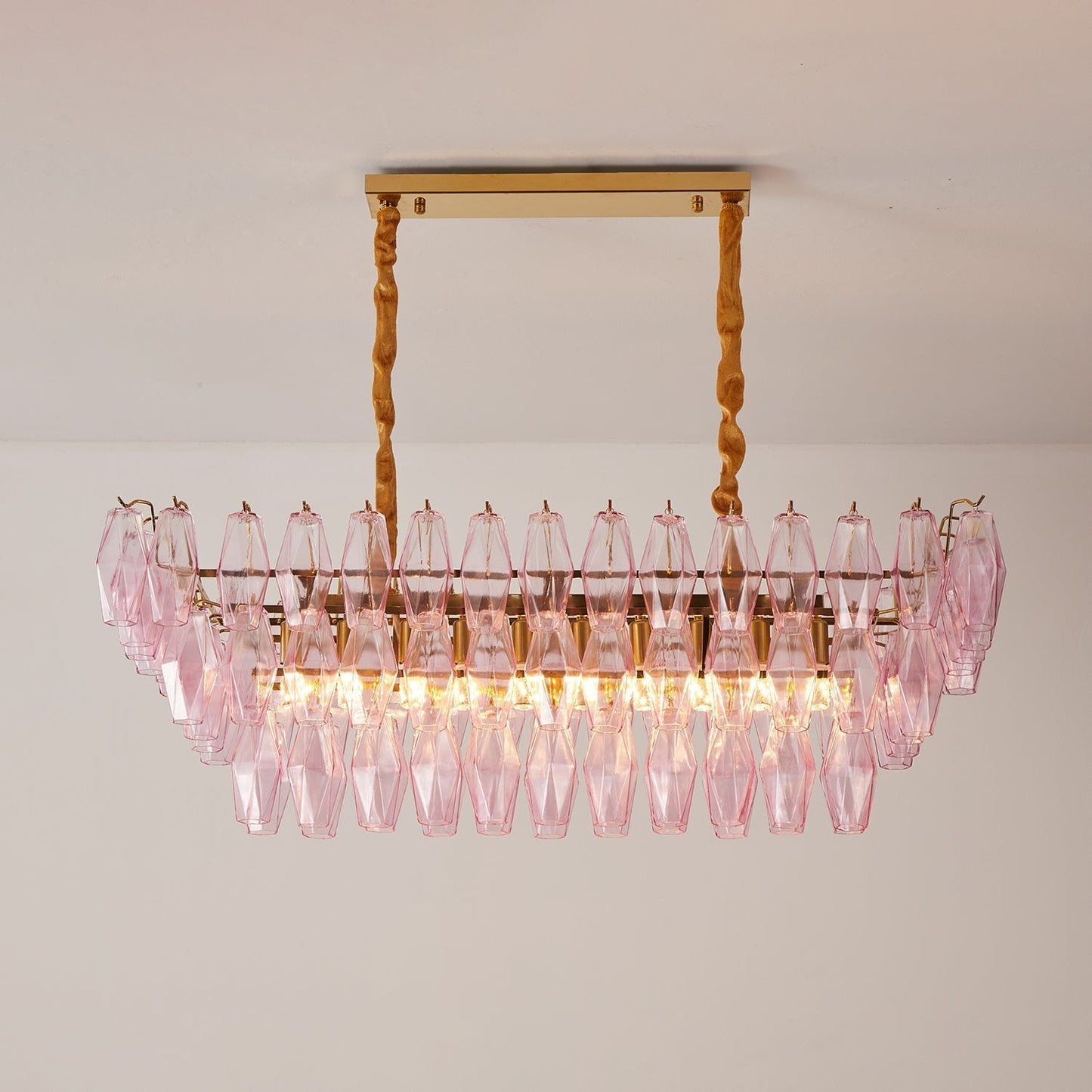 Marcello Pink Rectangular 3-Tier Chandelier 39" 48"