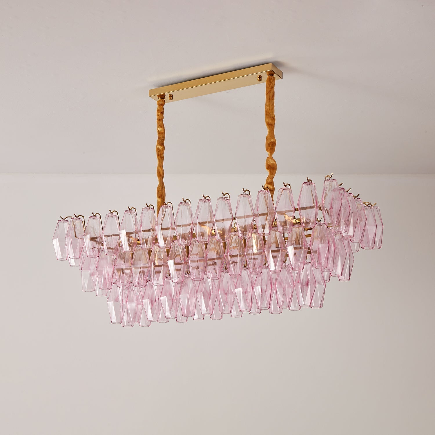 Marcello Pink Rectangular 3-Tier Chandelier 39" 48"