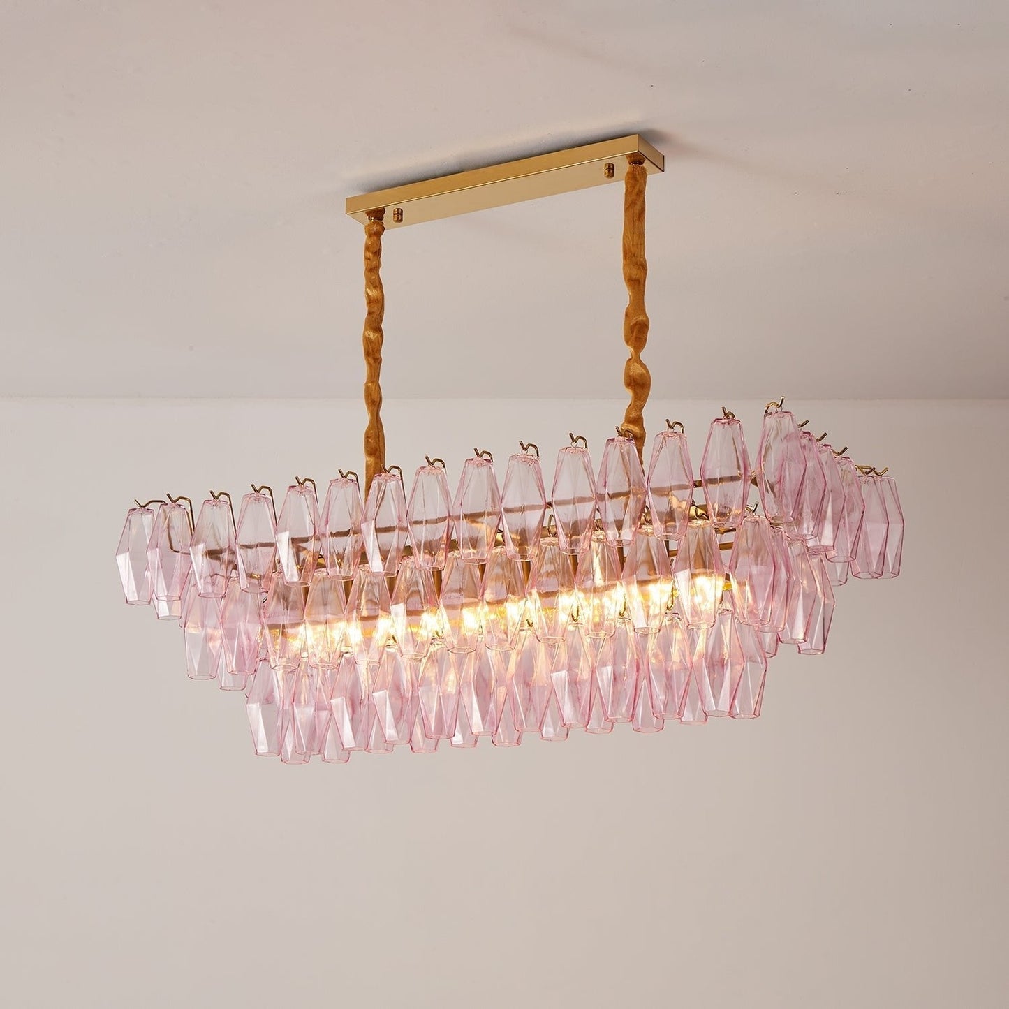 Marcello Pink Rectangular 3-Tier Chandelier 39" 48"