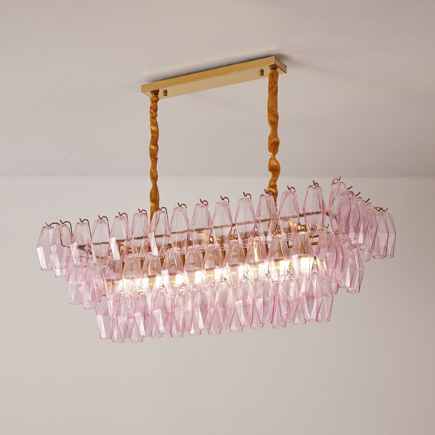 Marcello Pink Rectangular 3-Tier Chandelier 39" 48"