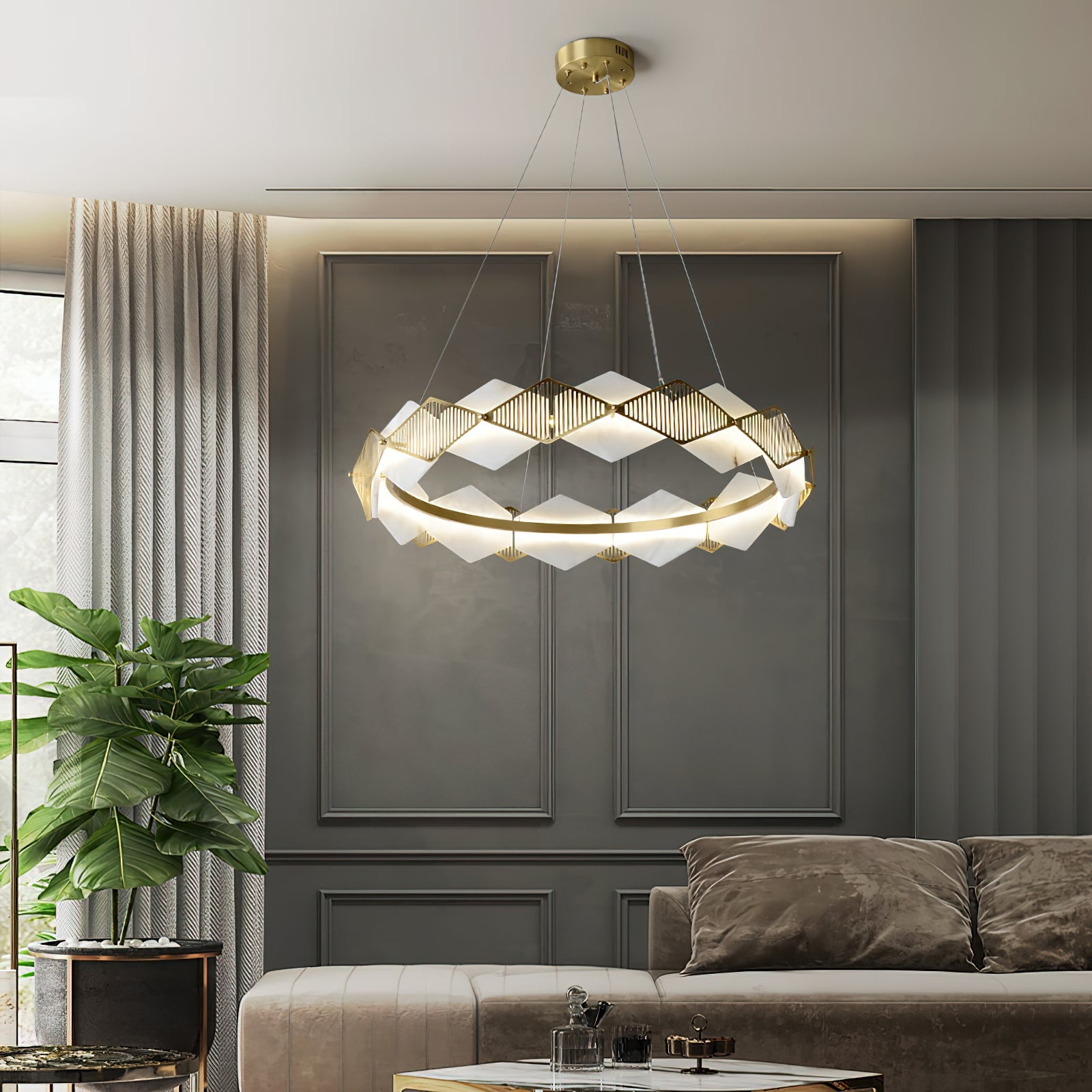Rote LED Alabaster Chandelier