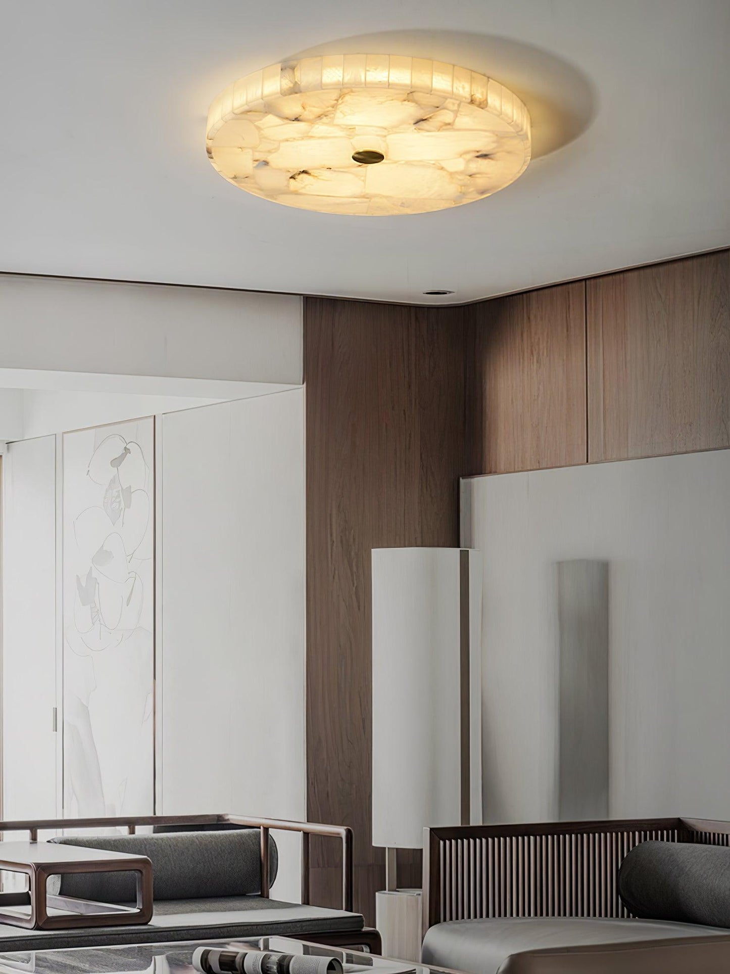 Round Alabaster Flush Mount