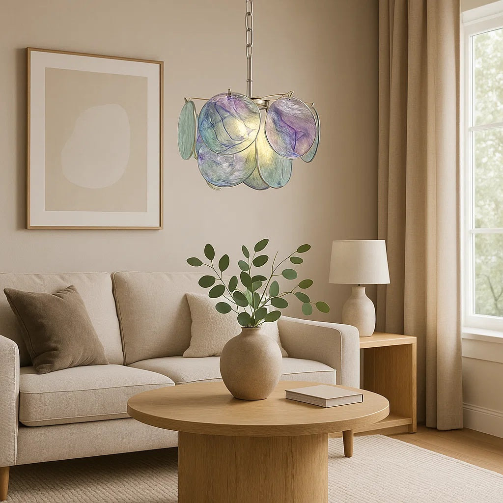 Murano-Style Glass Disc Chandelier