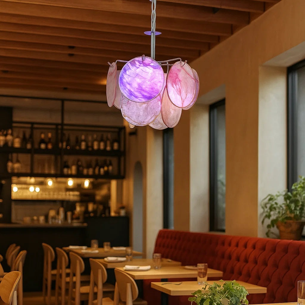 Murano-Style Glass Disc Chandelier
