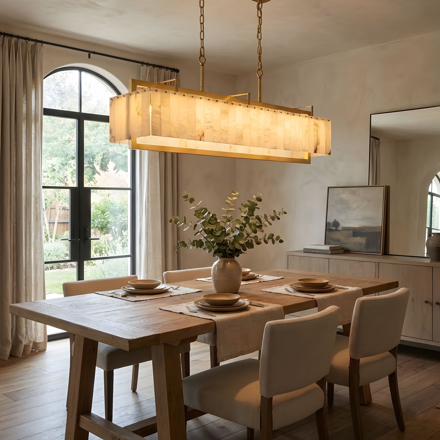 Hamptons Alabaster Rectangular Chandelier 39" 49"