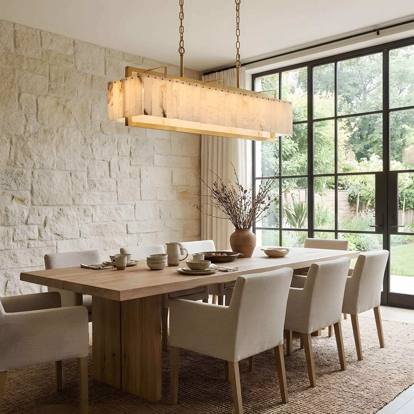 Hamptons Alabaster Rectangular Chandelier 39" 49"
