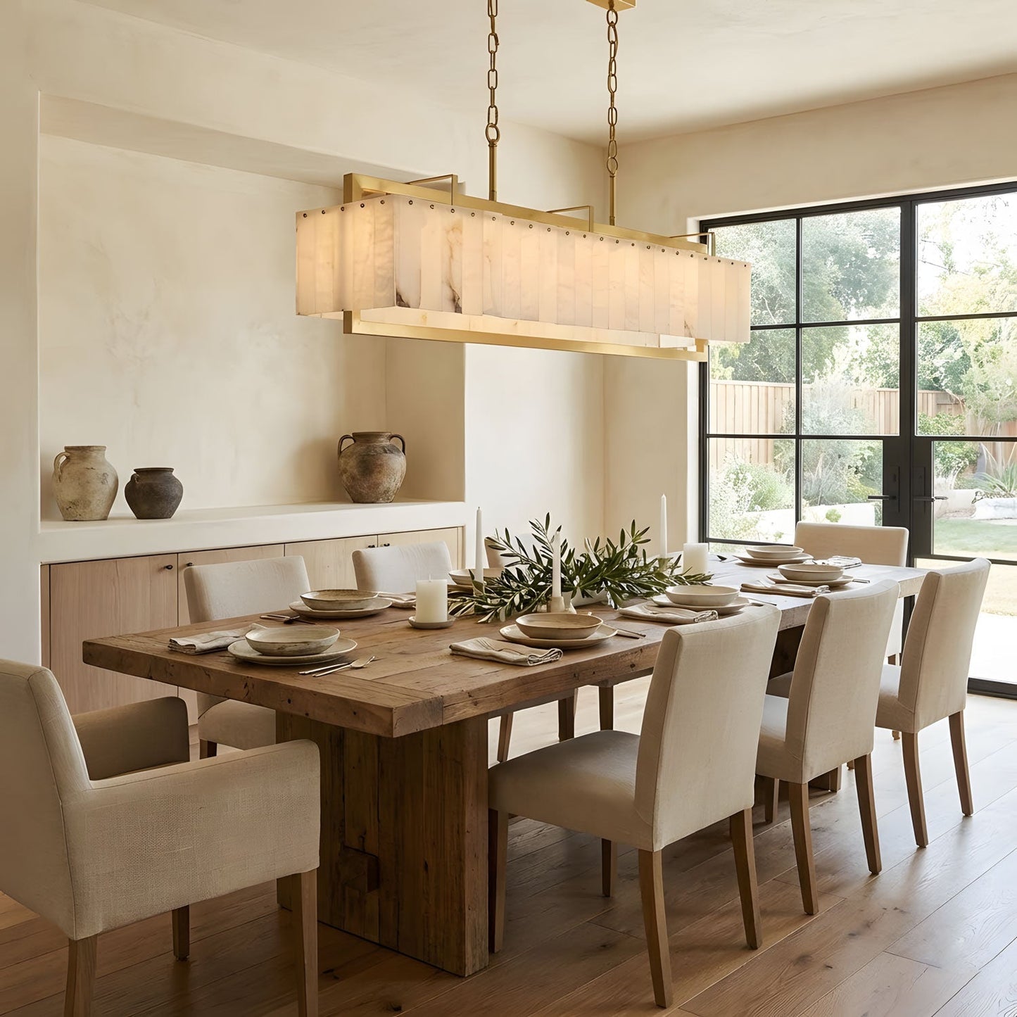 Hamptons Alabaster Rectangular Chandelier 39" 49"