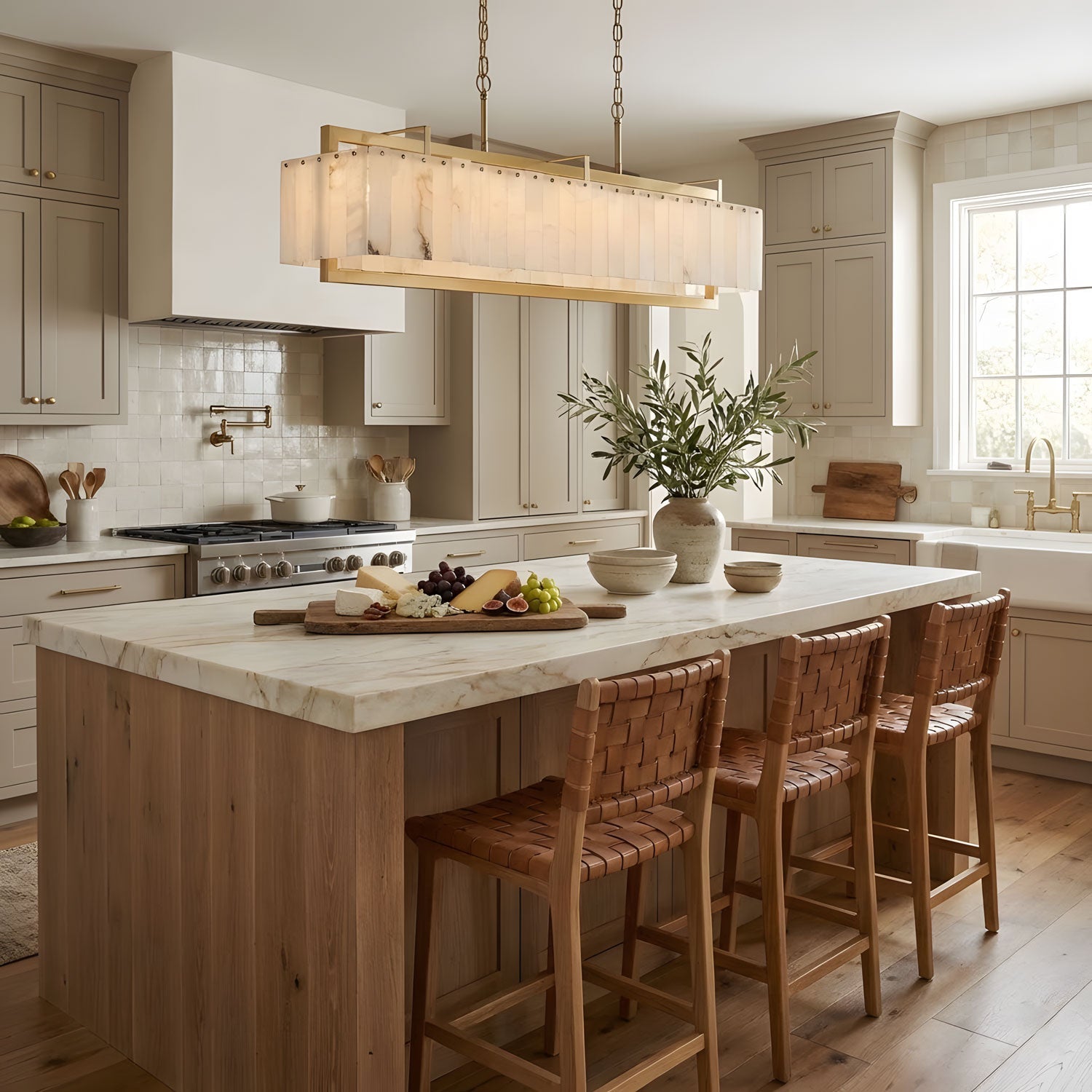 Hamptons Alabaster Rectangular Chandelier 39" 49"