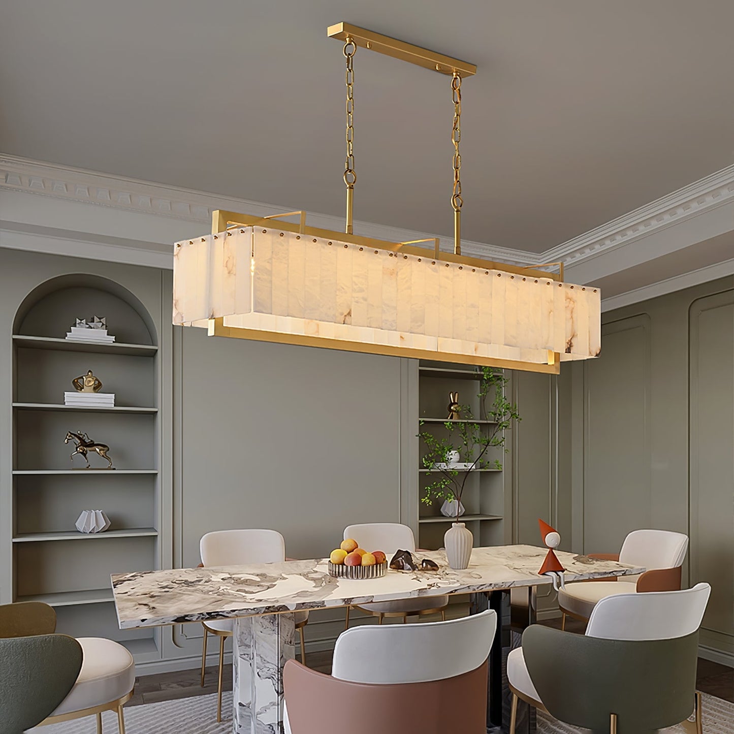 Hamptons Alabaster Rectangular Chandelier 39" 49"