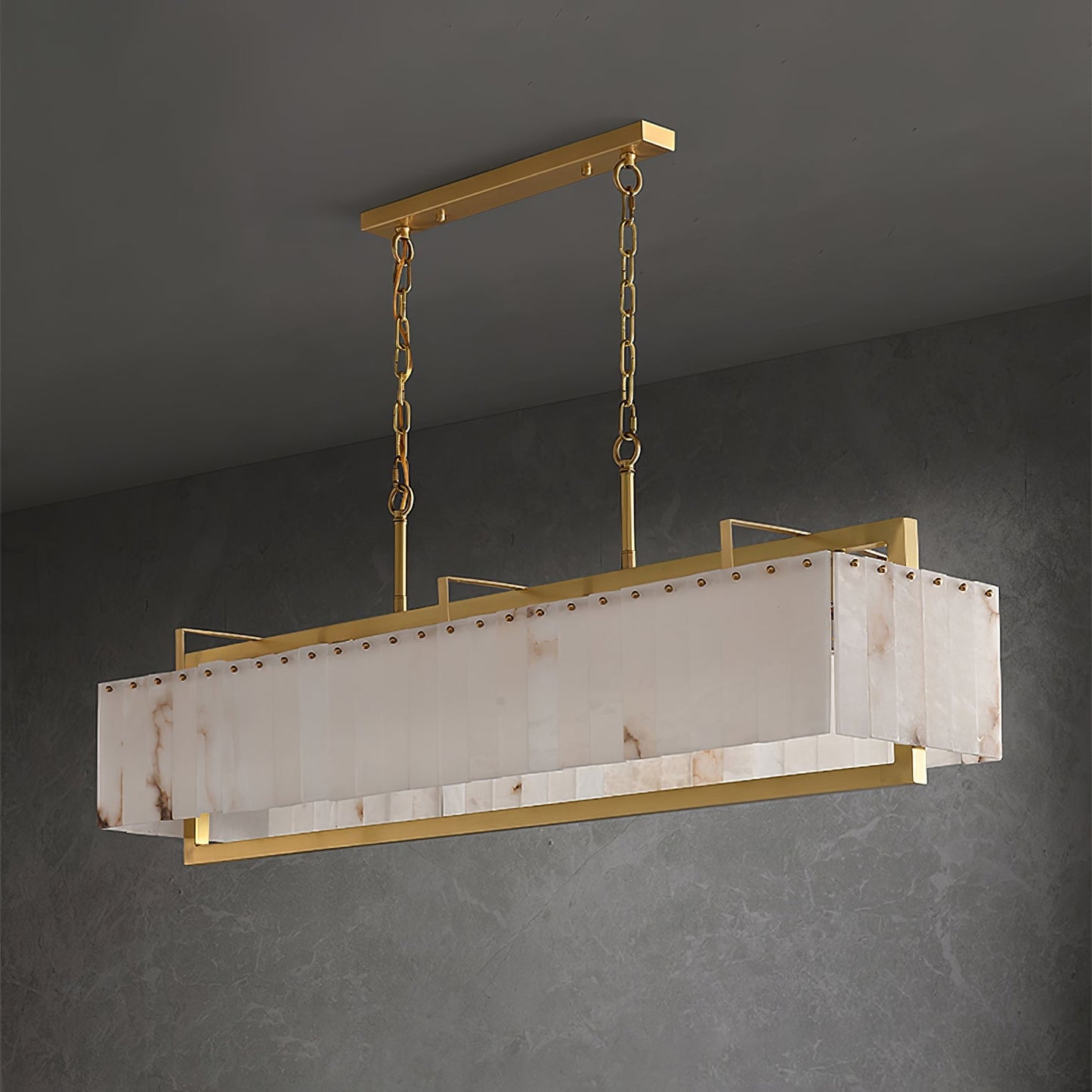 Hamptons Alabaster Rectangular Chandelier 39" 49"