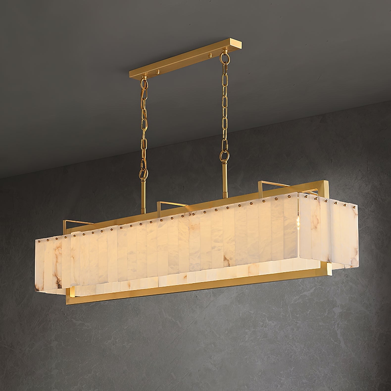 Hamptons Alabaster Rectangular Chandelier 39" 49"