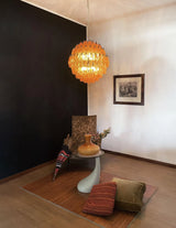 Spherical Murano-Style Poliedri Amber Glass Chandelier